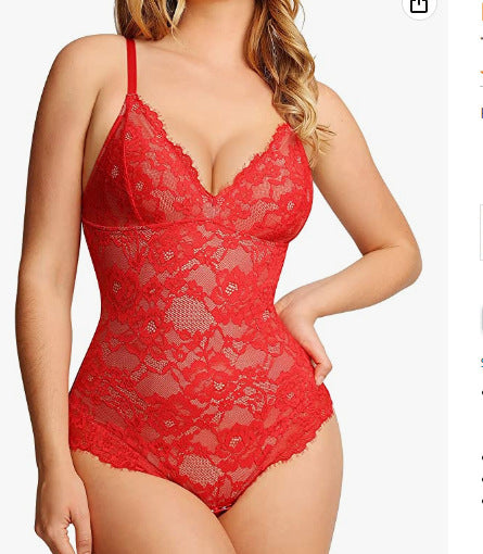 European And American Women's New Sling Lace Stitching Sexy Bodysuit